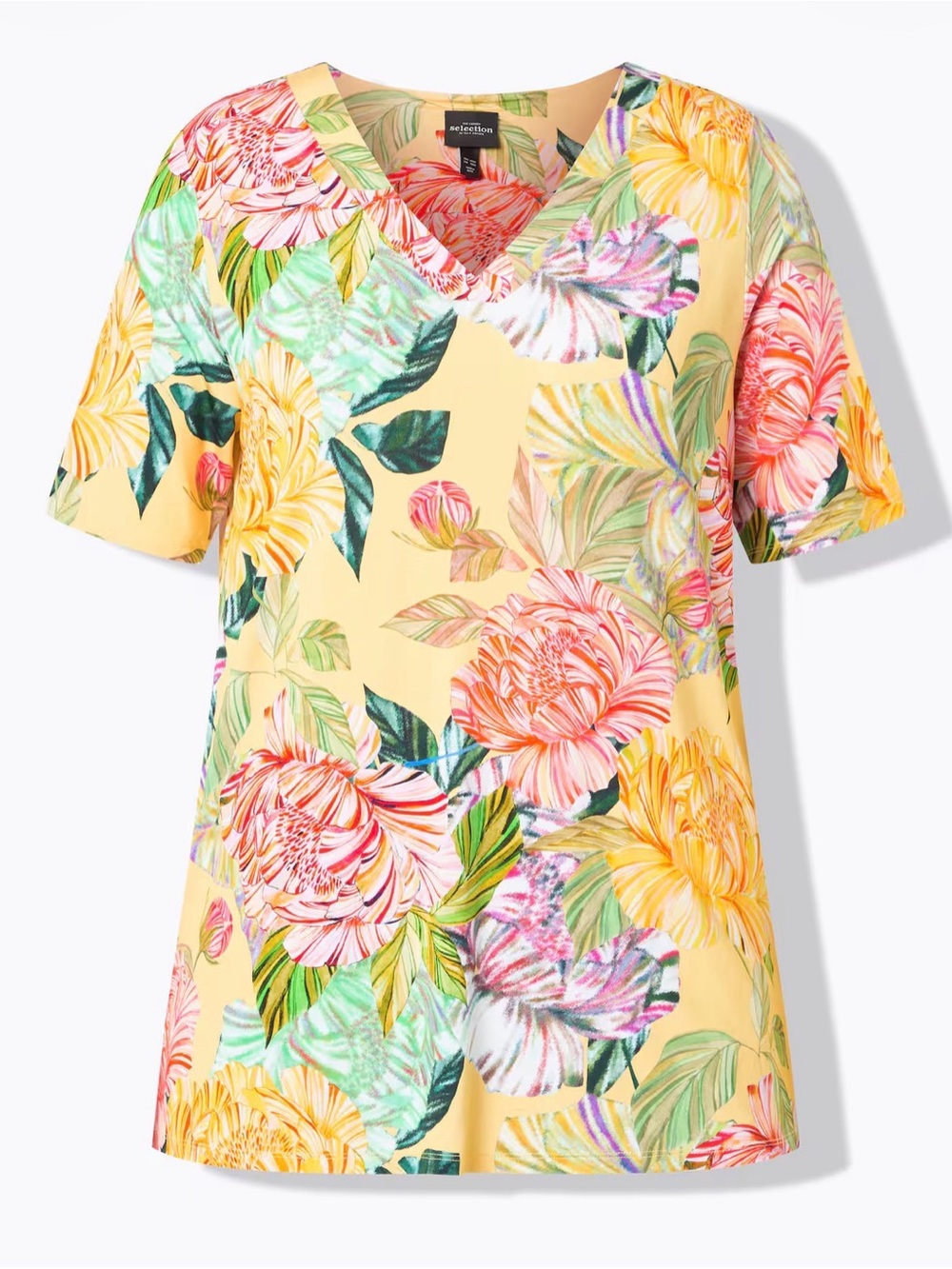 Ulla Popken Yellow Tropical Shirt